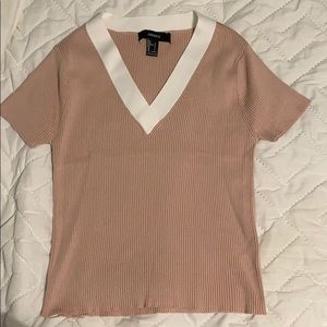 NEVER WORN Forever21 Ribbed Colorblock V-Neck Top